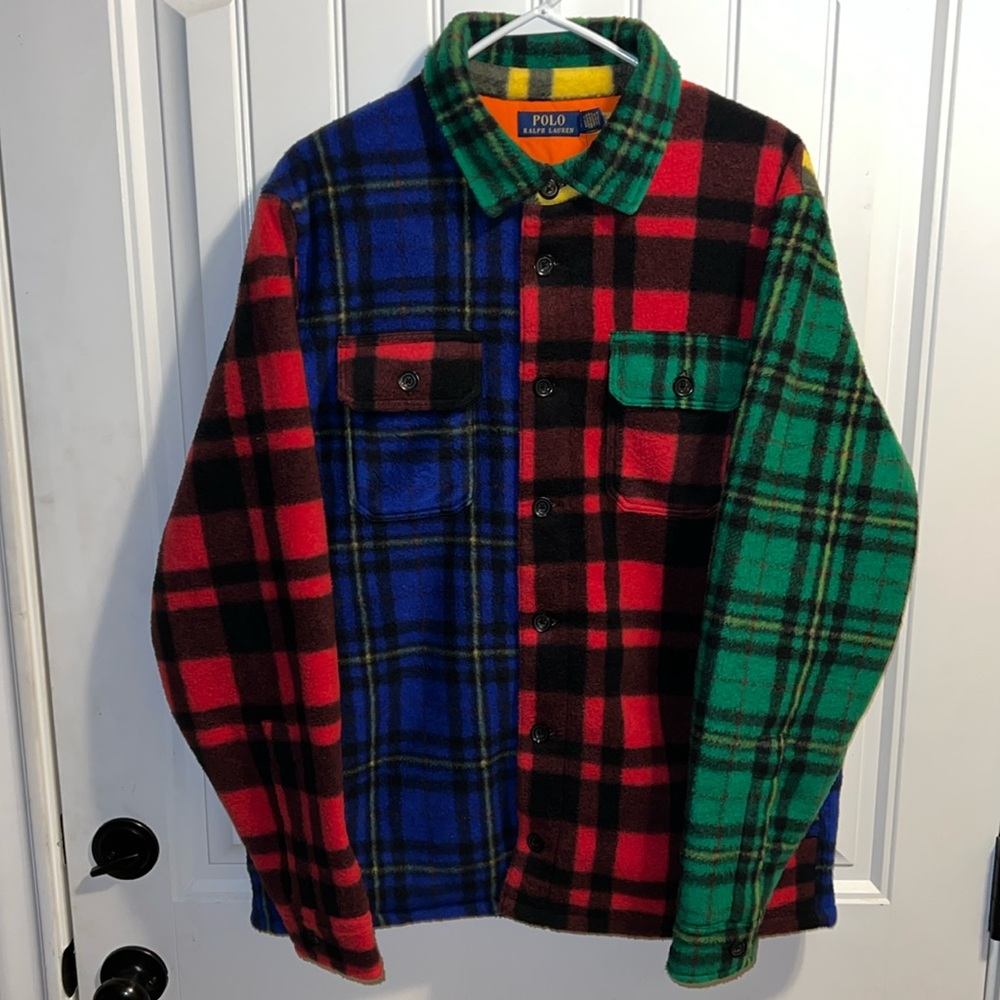 Polo Ralph Lauren Plaid Brushed Fleece Shirt Jacket Martin Red/Multi Plaid